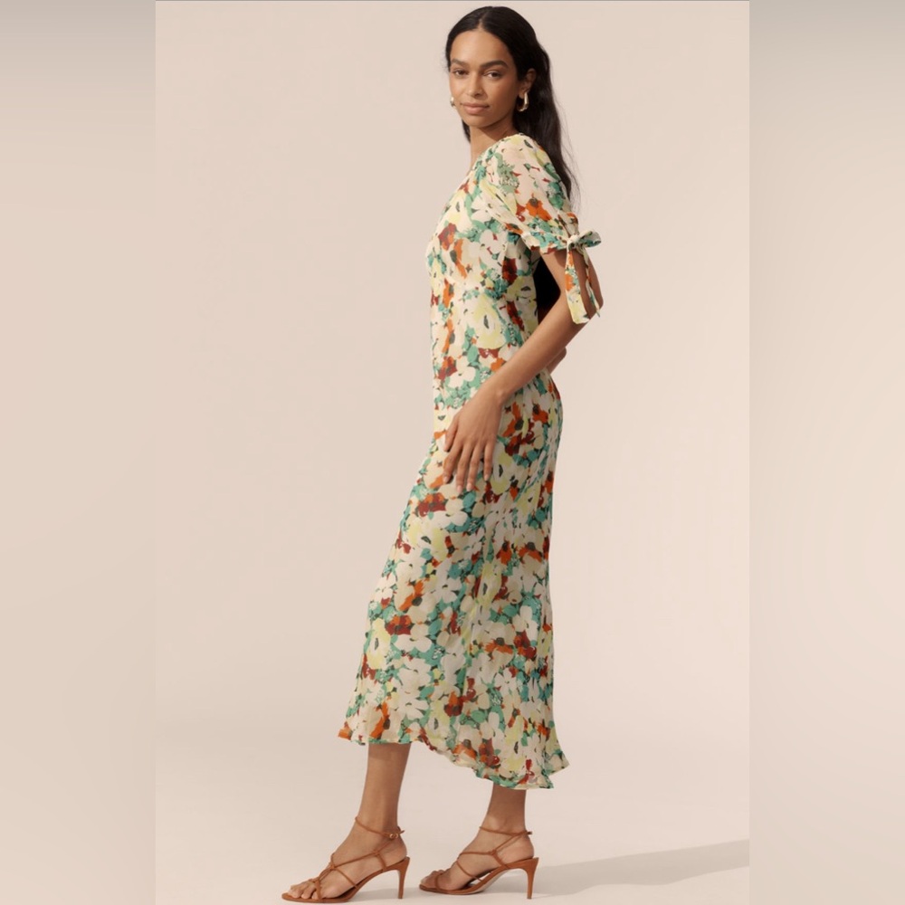 ✨ Anthropologie Short-Sleeve V-Neck Slip Midi Dress Sz 2X - Picture 5 of 9